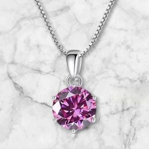 1 CT Moissanite Diamond Sakura Pink Necklace Anniversary Birthday Jewelry Gift